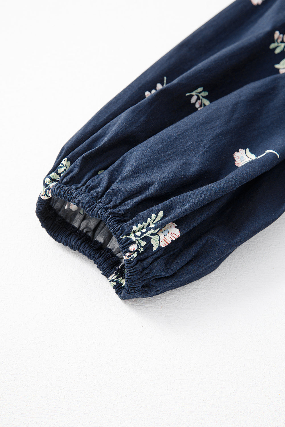 Blue Floral Embroidered Square Neck Puff Sleeve Ruffled Mini Dress-Chaelisa's New Jammies
