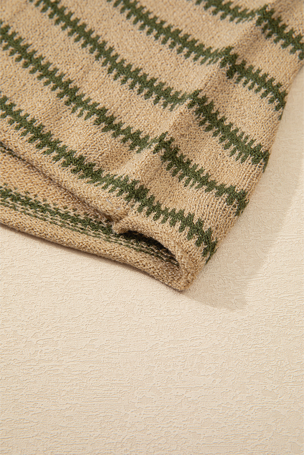 Khaki Stripe Drop Shoulder Casual Sweater-Chaelisa's New Jammies