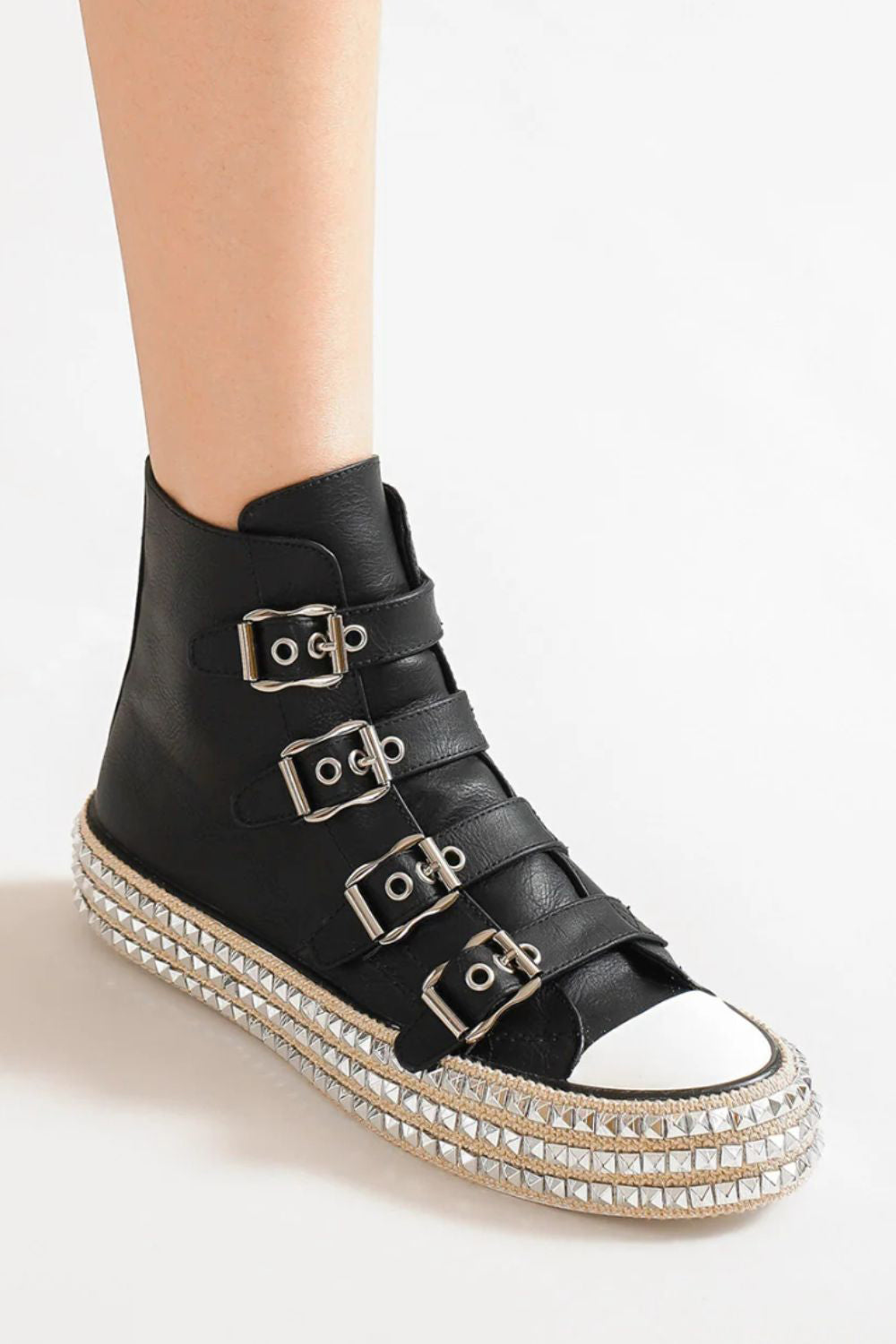 Beast Fashion Multi-Buckle Straps Studded Platform Sneakers-Chaelisa's New Jammies