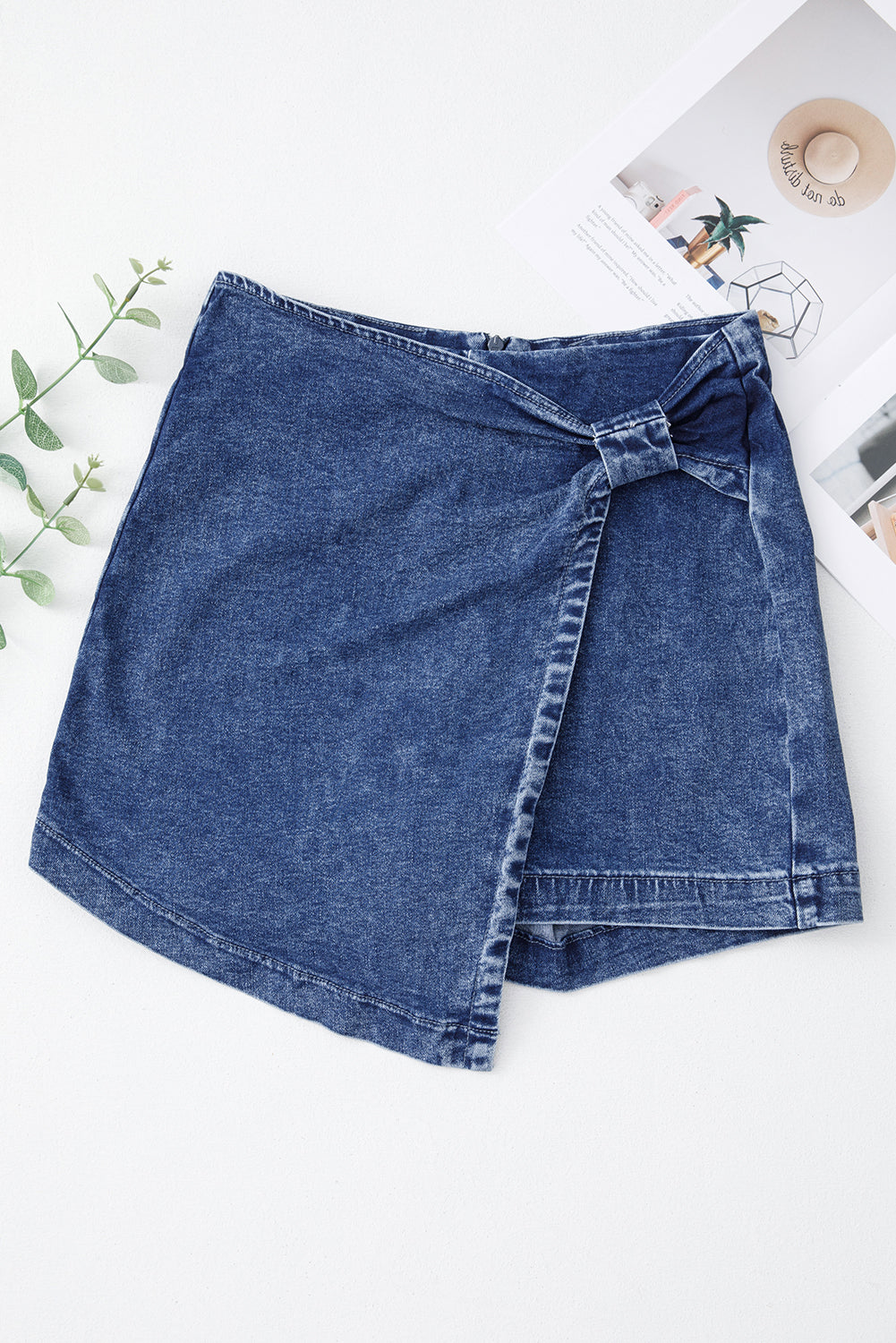 Sail Blue Acid Wash Asymmetric Twisted Wrapped Zipped Denim Skort-Chaelisa's New Jammies