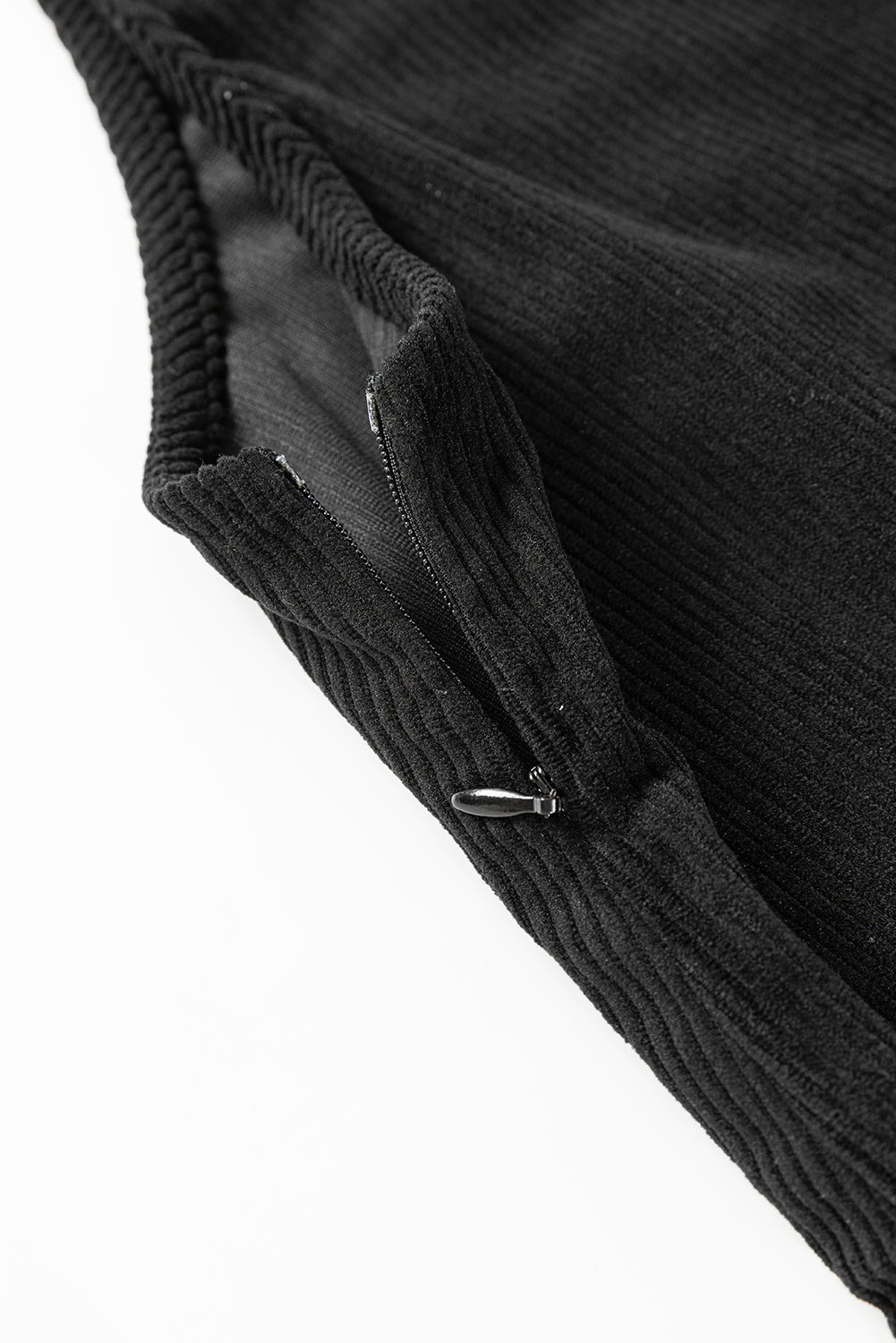 Black Solid Front Pockets Sleeveless Corduroy Overall Dress-Chaelisa's New Jammies