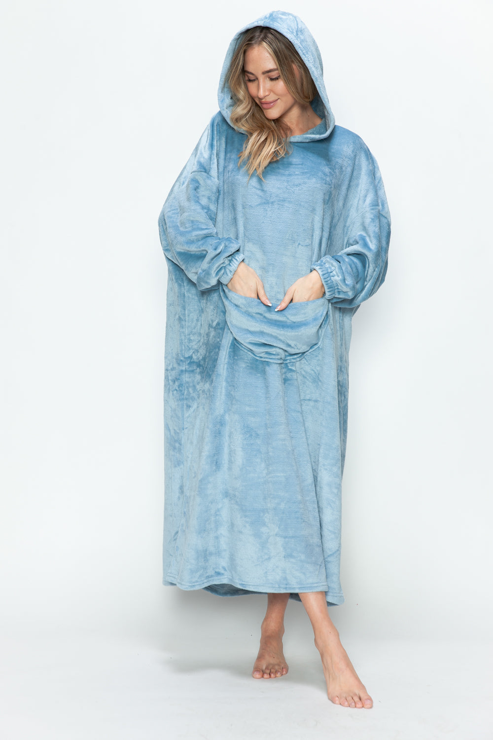 Double Take Full Size Pocketed Hooded Midi Lounge Dress-Chaelisa's New Jammies