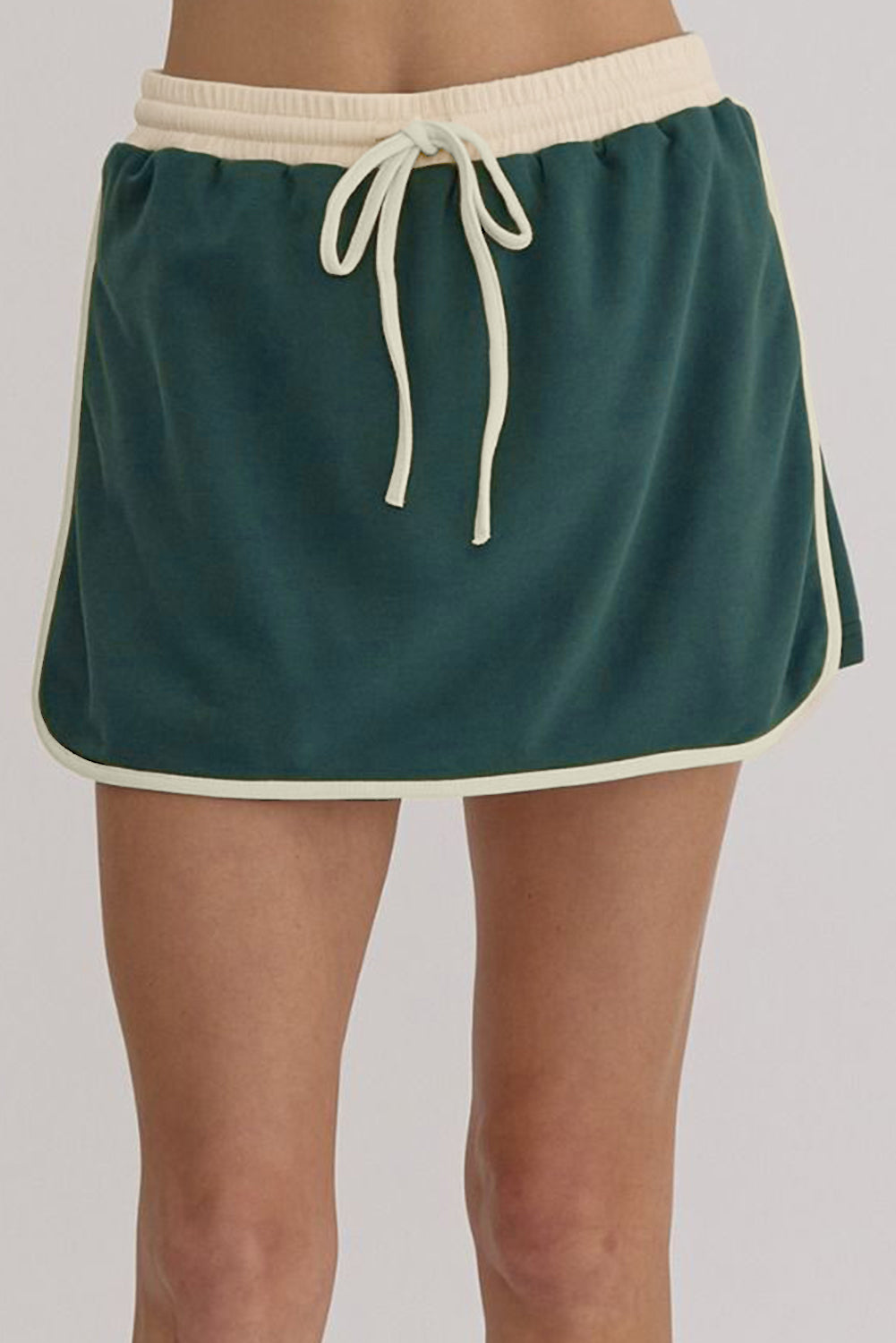 Evergreen Color Contrast Loose Pullover and Lace-up Waist Skort Set-Chaelisa's New Jammies