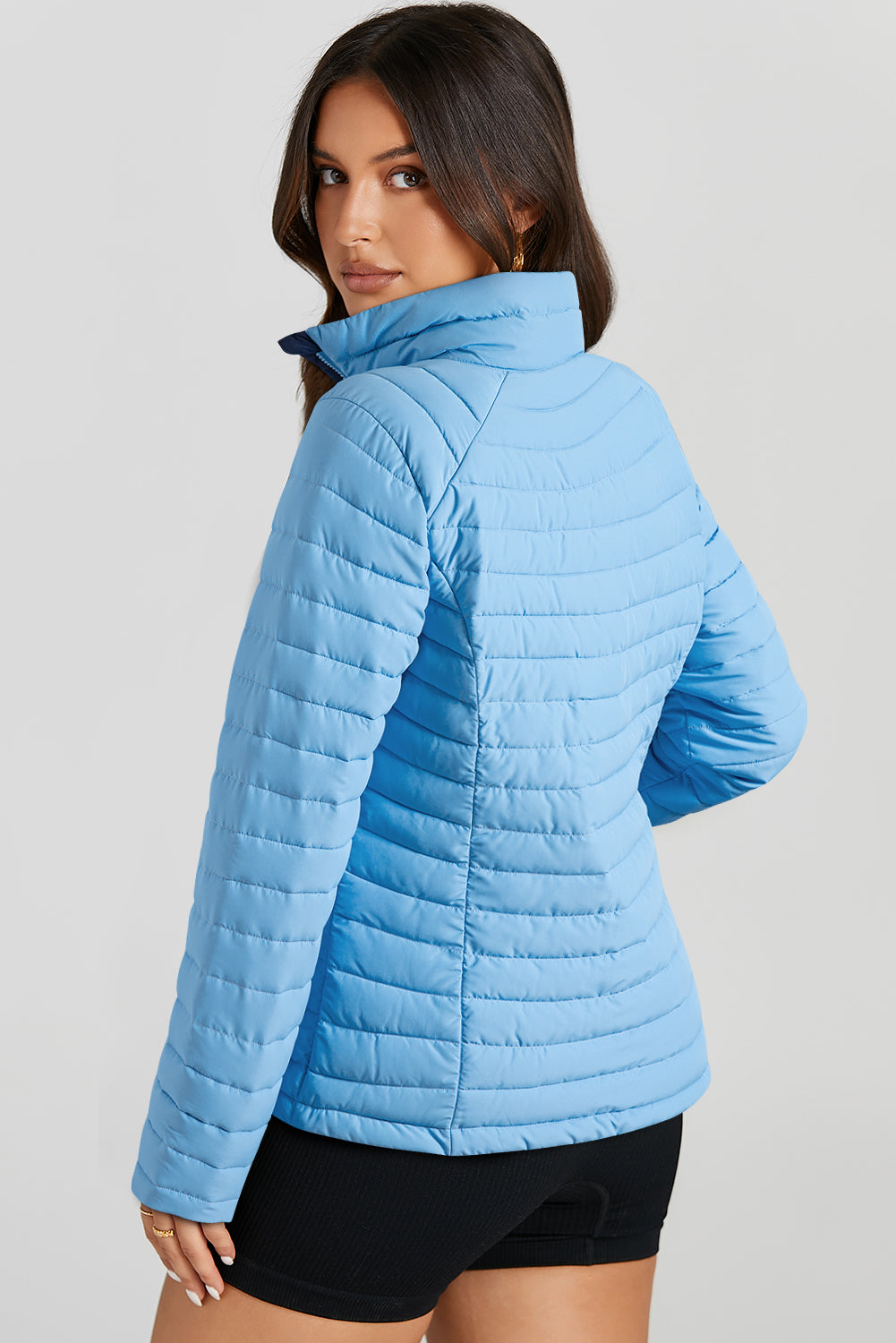 Myosotis Solid Color Quilted Zip-up Puffer Jacket-Chaelisa's New Jammies