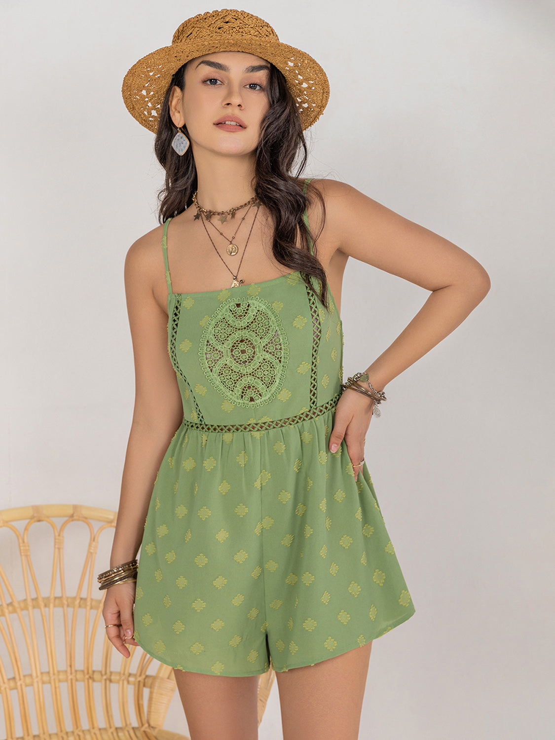 Square Neck Spaghetti Strap Romper-Chaelisa's New Jammies