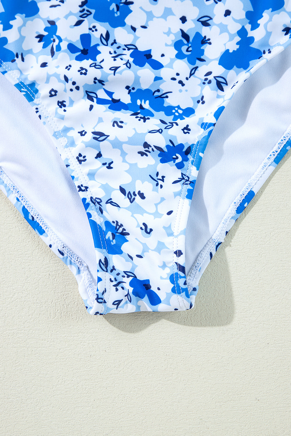 Blue Floral Ruffled Strap Lace-up Hollow Out One Piece Swimsuit-Chaelisa's New Jammies