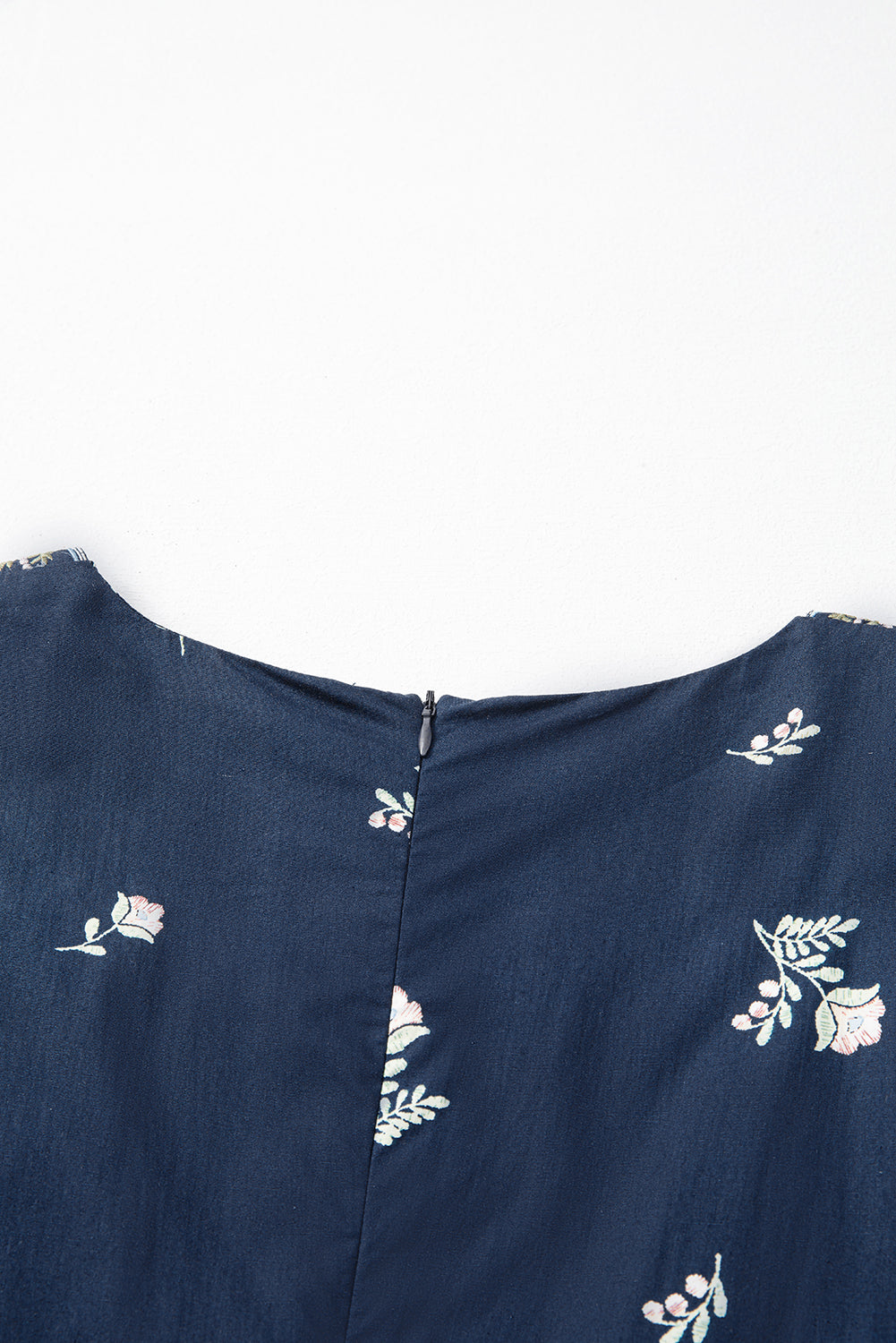 Blue Floral Embroidered Square Neck Puff Sleeve Ruffled Mini Dress-Chaelisa's New Jammies