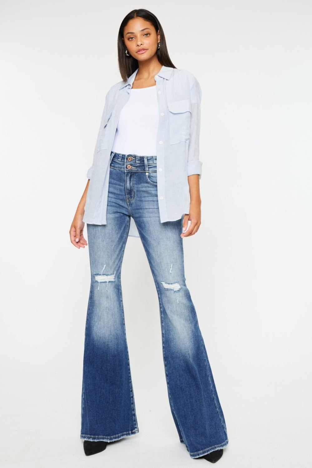 Kancan High Rise Wide Waistband Flare Jeans-Chaelisa's New Jammies