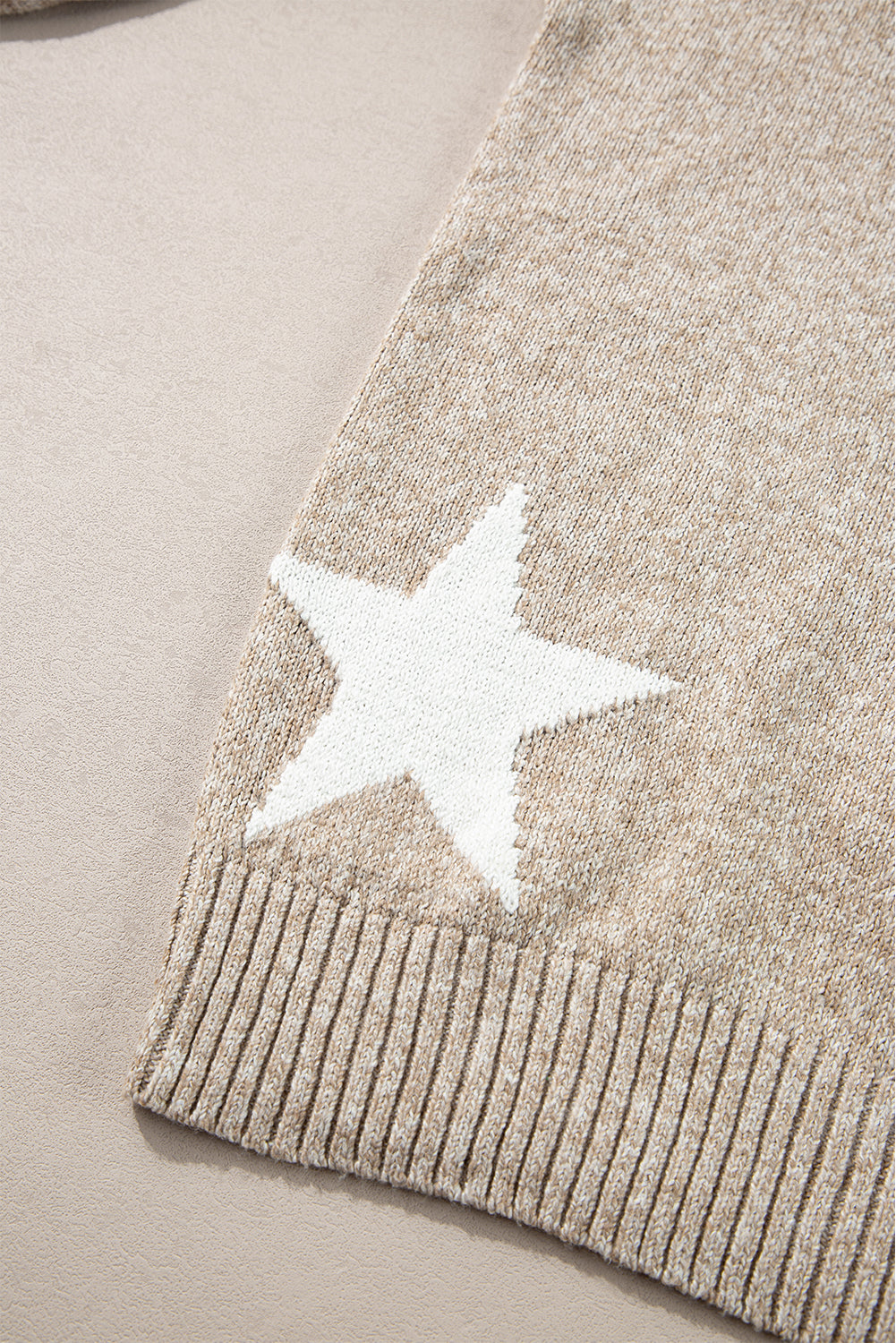 Khaki Star Pattern Drop Shoulder Knit Sweater-Chaelisa's New Jammies