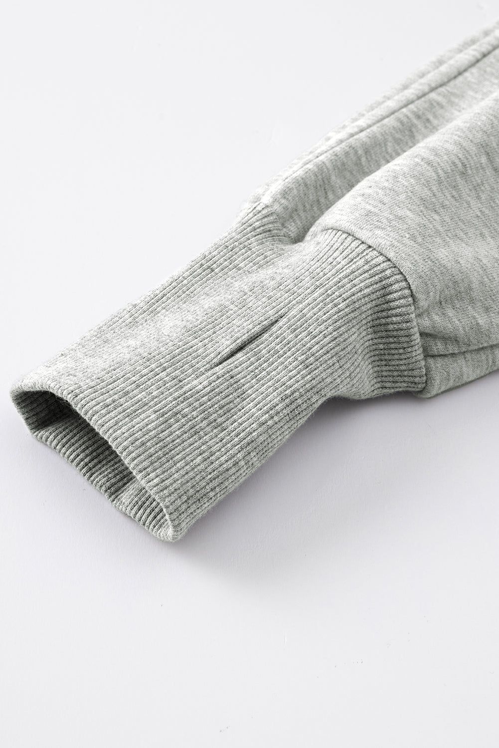 Gray Zip Up Stand Collar Ribbed Thumbhole Sleeve Sweatshirt-Chaelisa's New Jammies