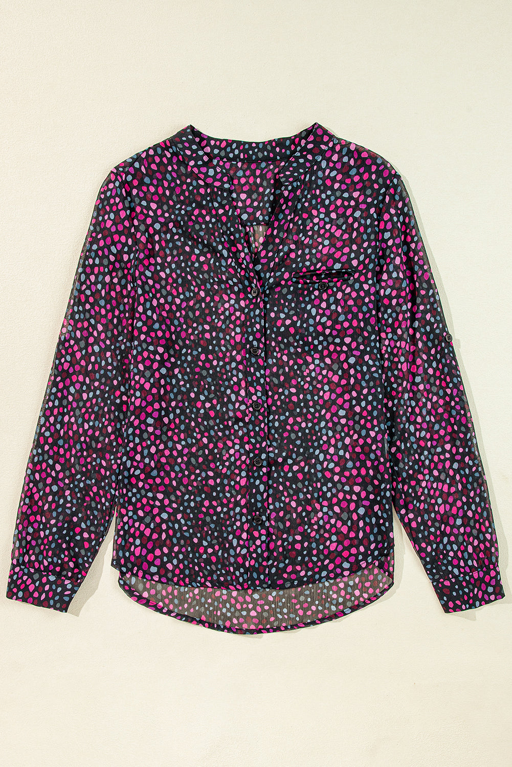 Grape Wine Polka Dot Printed Buttoned Casual Shirt-Chaelisa's New Jammies