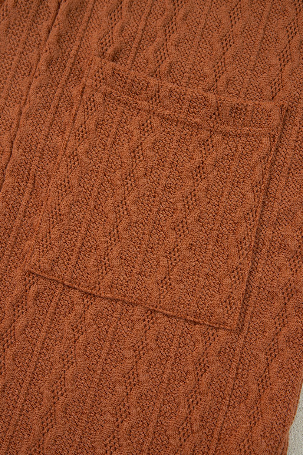 Chestnut Textured Knit Side Pockets Open Front Cardigan-Chaelisa's New Jammies