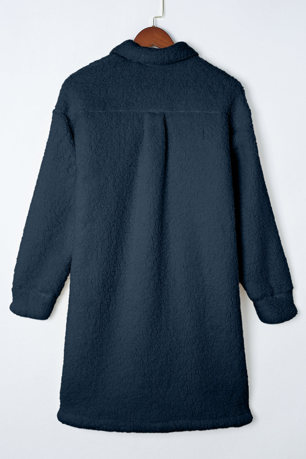 Blue Contrast Flap Pocket Single Breasted Teddy Coat-Chaelisa's New Jammies