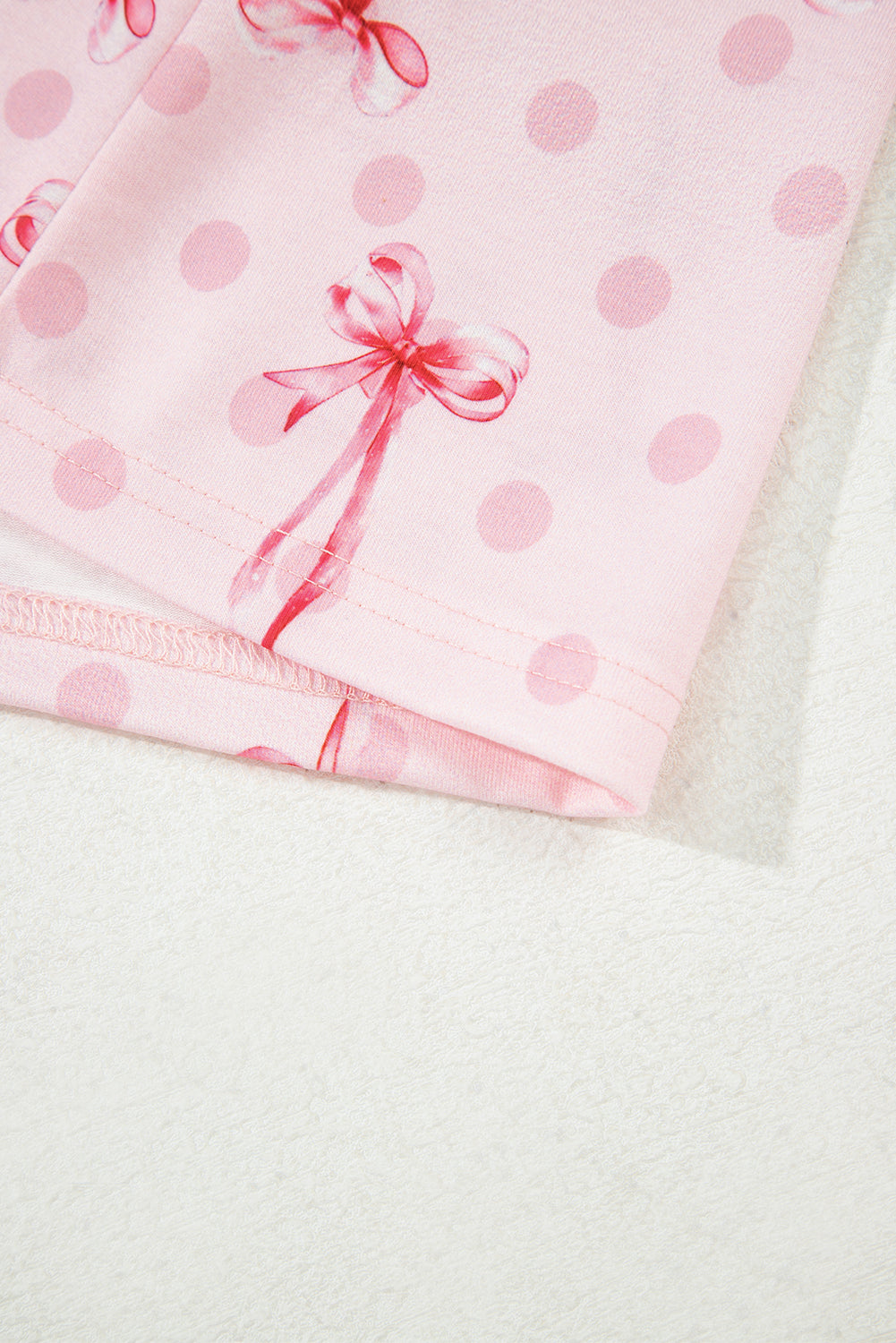 Pink Bow Print Contrast Pipping Short Pajamas Set-Chaelisa's New Jammies