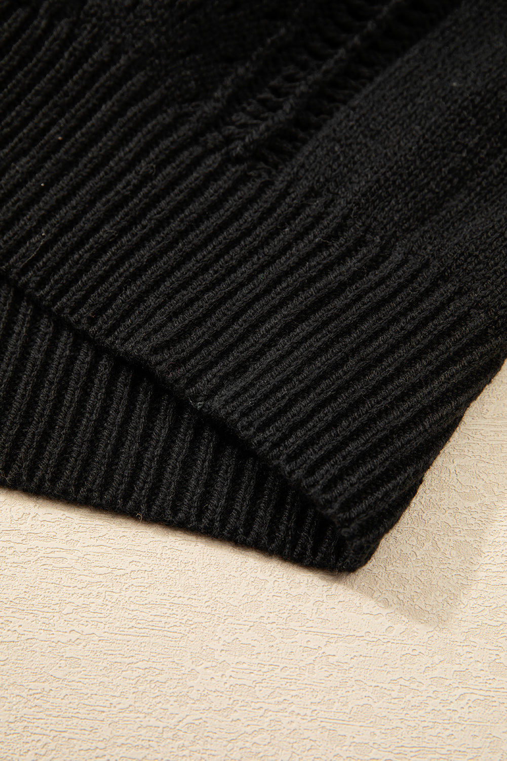 Black Open Knit Drop Shoulder Sweater Cardigan-Chaelisa's New Jammies