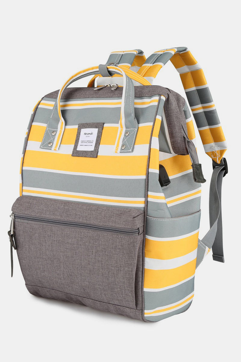 Himawari Striped Waterproof Nylon Backpack Bag with Side Pockets-Chaelisa's New Jammies