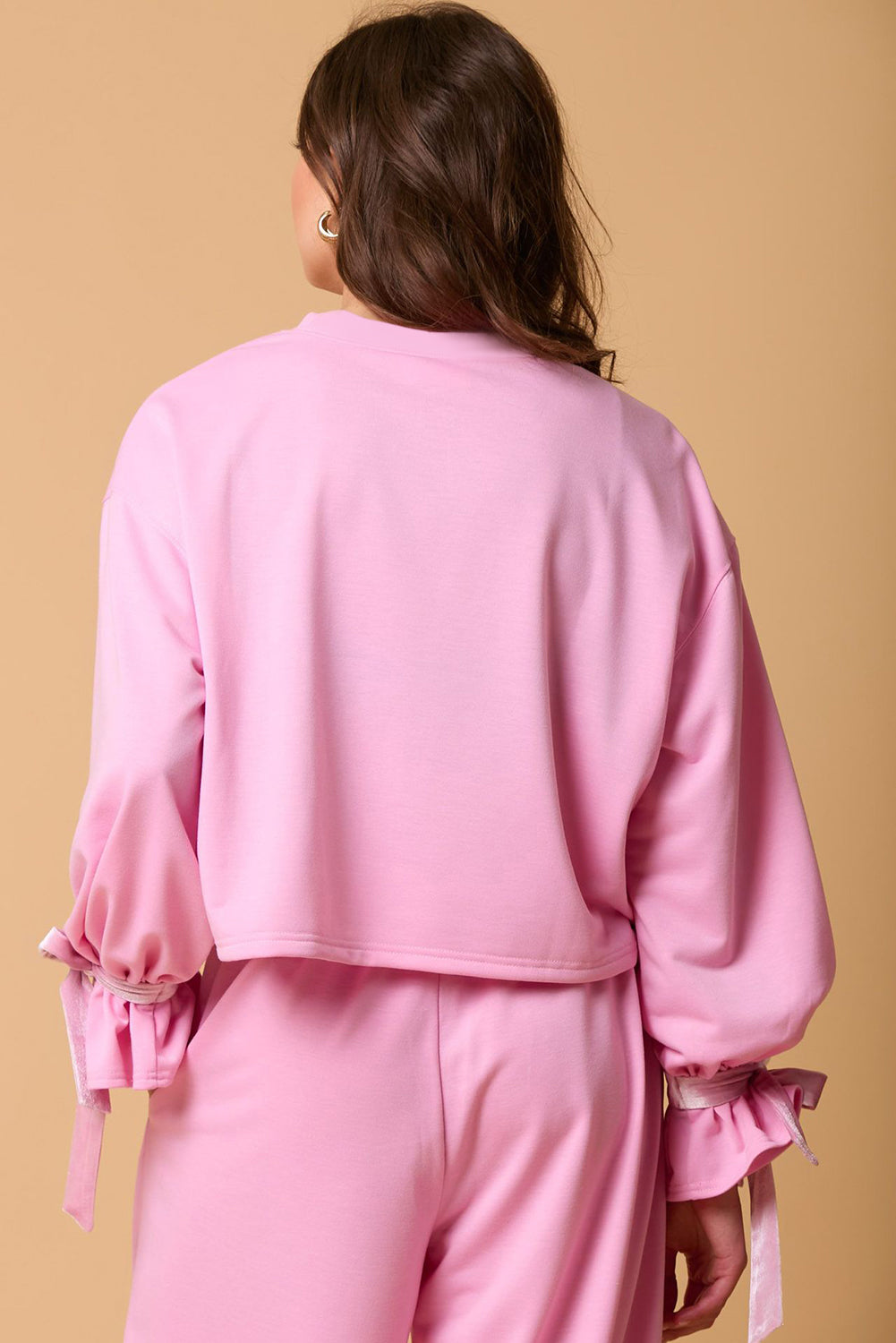 Bonbon Solid Color Drawstring Long Sleeve Top and Pants Set-Chaelisa's New Jammies