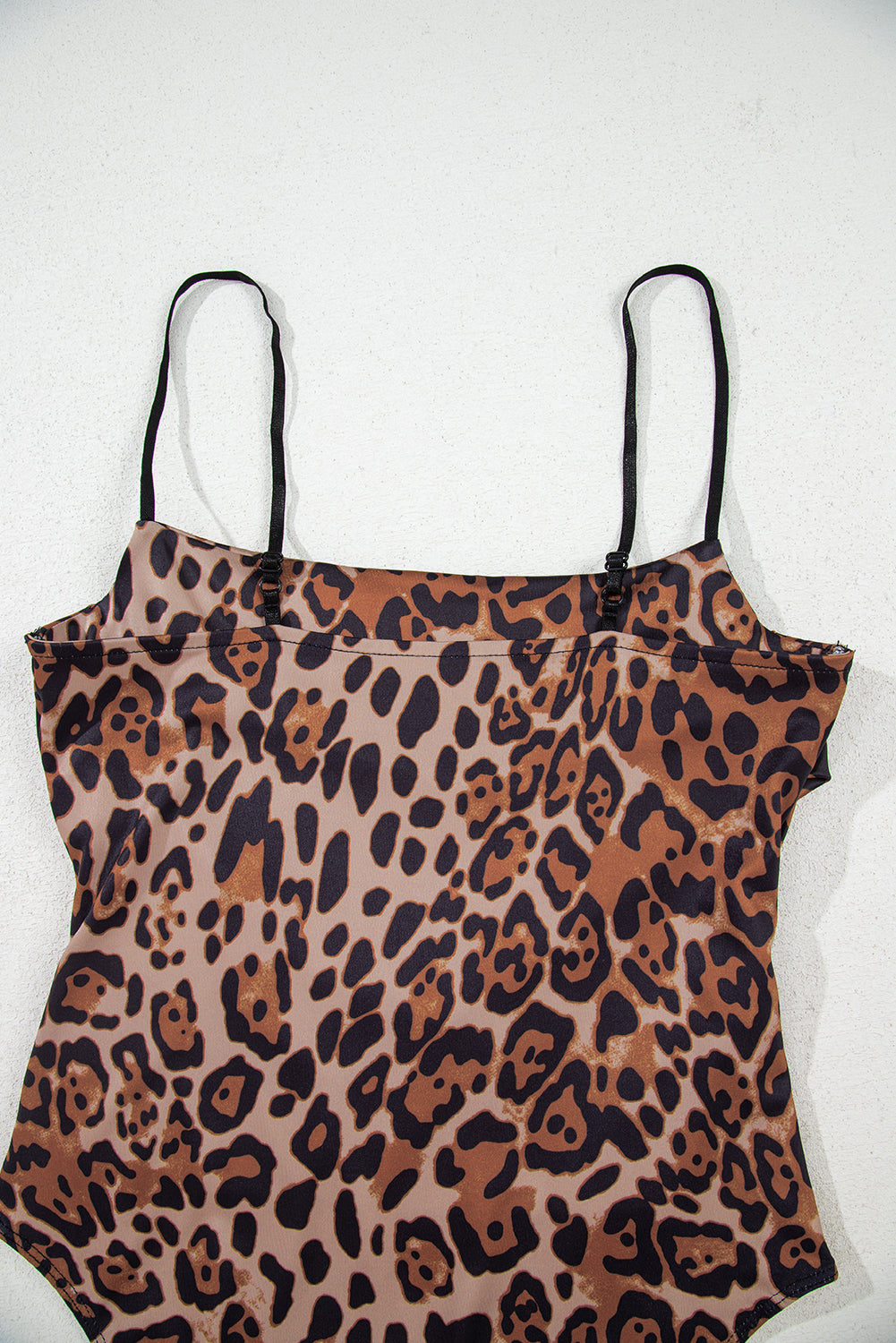 Brown Spaghetti Straps Ruched Leopard Bodysuit-Chaelisa's New Jammies