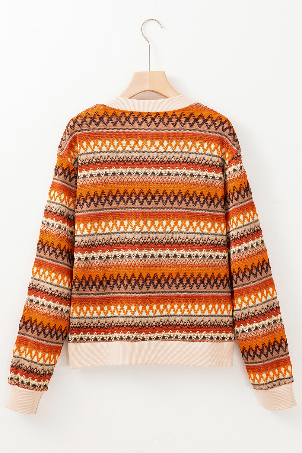Orange Boho Striped Zip Up Long Sleeve Jacket-Chaelisa's New Jammies