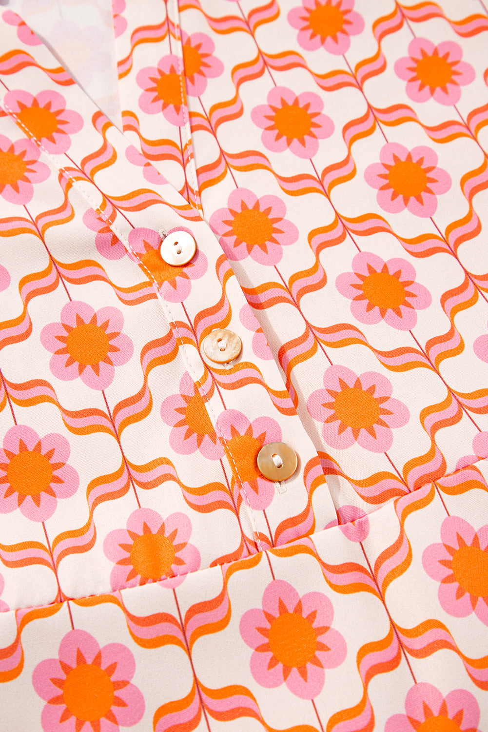 Orange Floral Print Flounce Sleeve Buttoned Front Mini Dress-Chaelisa's New Jammies