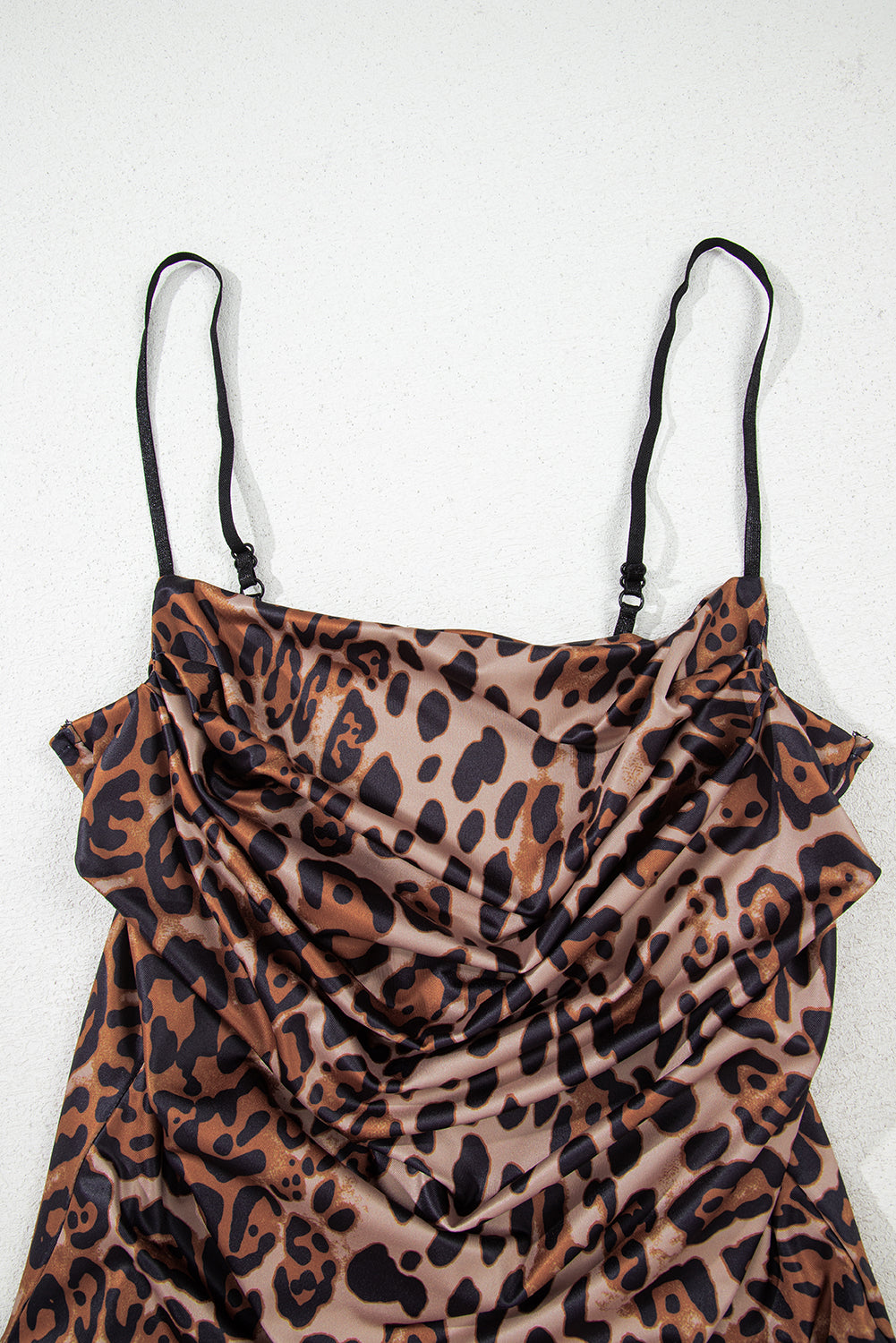 Brown Spaghetti Straps Ruched Leopard Bodysuit-Chaelisa's New Jammies