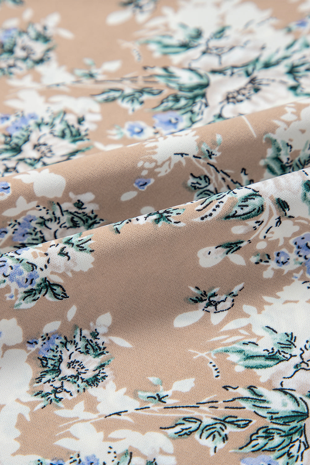 Khaki Maple Grove Floral Smocked Puff Sleeve Long Dress-Chaelisa's New Jammies