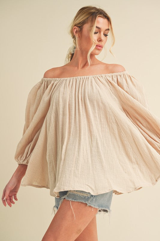 Aemi + Co Off-Shoulder Balloon Sleeve Blouse-Chaelisa's New Jammies