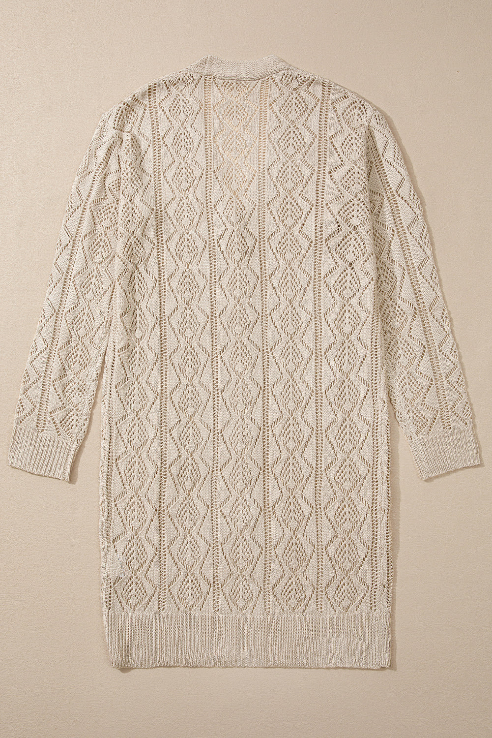 Parchment Hollow Out Buttons Front Long Cardigan-Chaelisa's New Jammies