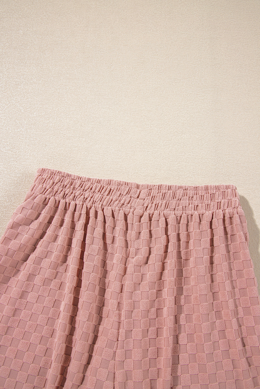 Blossom Checkered Textured Long Sleeve Top and Shorts Set-Chaelisa's New Jammies
