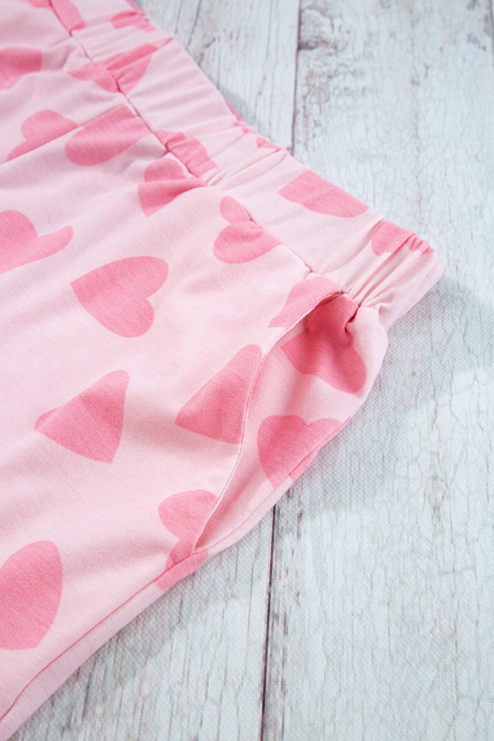 Pink Valentine Heart Shape Print Long Sleeve Top Shorts Lounge Set-Chaelisa's New Jammies