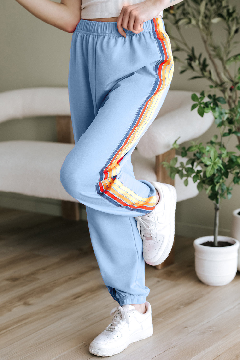 Light Blue Counting Rainbows High Waist Sweatpants-Chaelisa's New Jammies