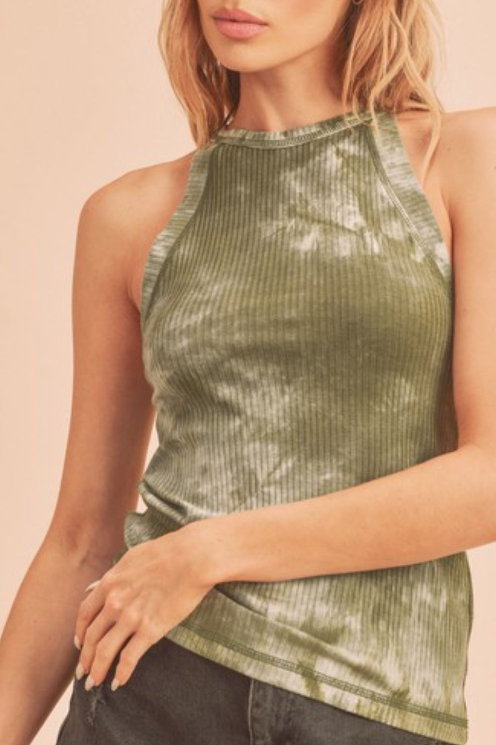 Aemi + Co Ribbed Tie-Dye Round Neck Tank-Chaelisa's New Jammies