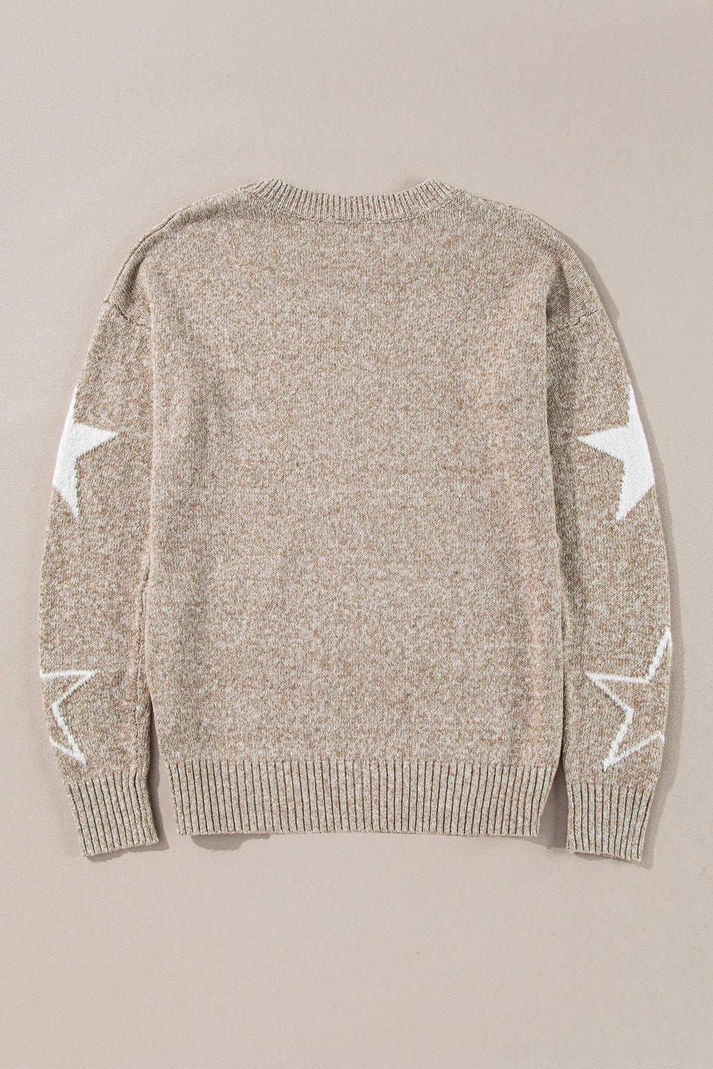 Khaki Star Pattern Drop Shoulder Knit Sweater-Chaelisa's New Jammies