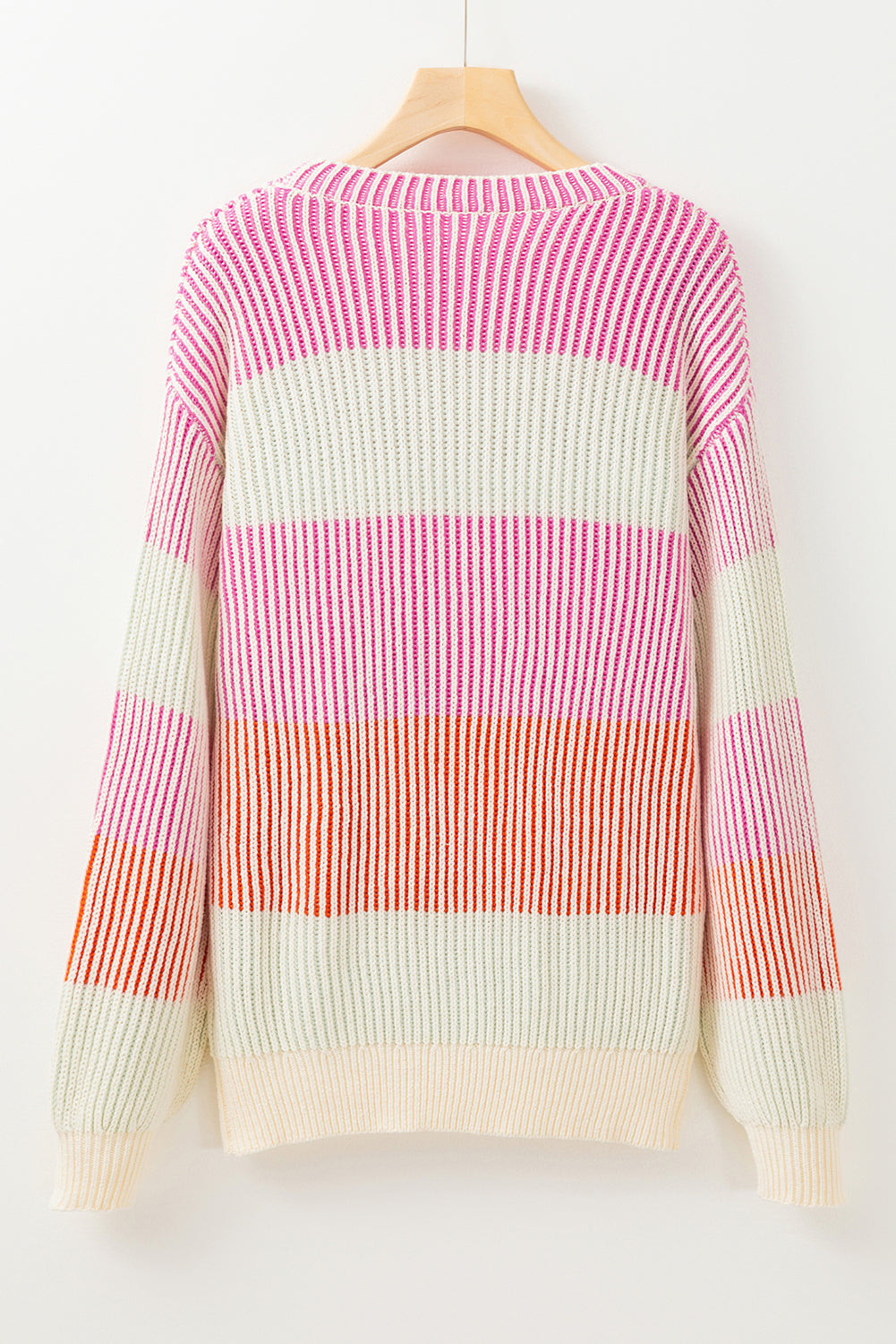 Pink Colorblock Textured Knit Bubble Sleeve Sweater-Chaelisa's New Jammies