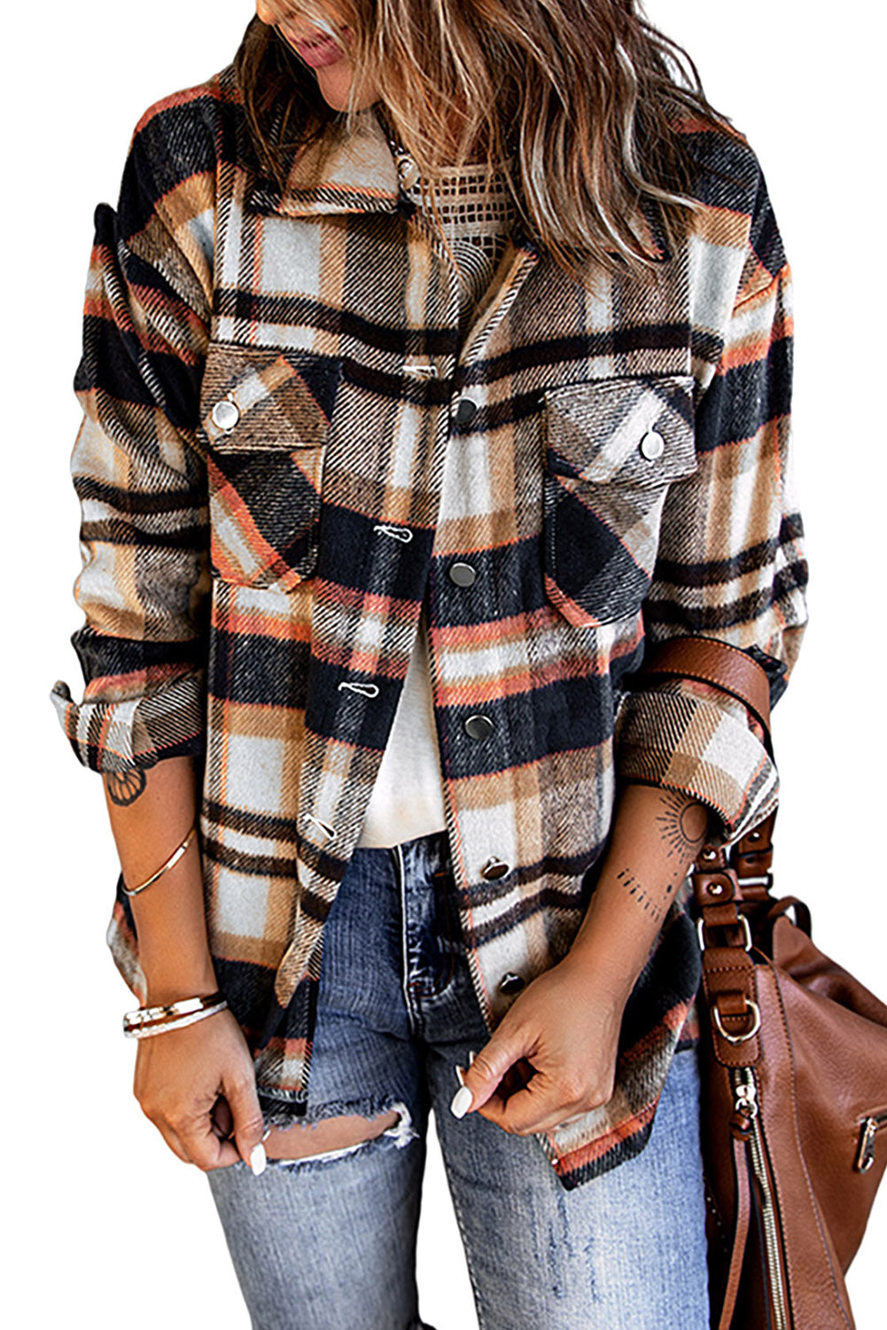Multicolor Plaid Casual Button Up Flannel Shacket-Chaelisa's New Jammies
