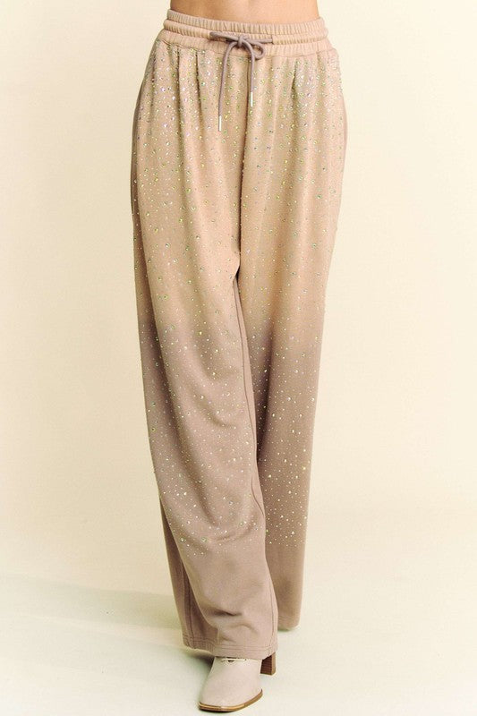 Davi & Dani Rhinestone Drawstring Wide Leg Pants-Chaelisa's New Jammies