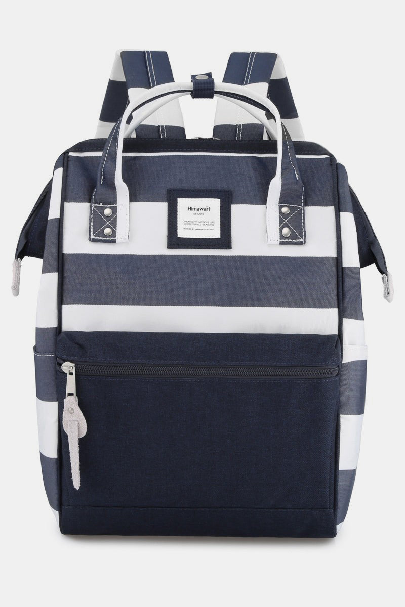 Himawari Striped Waterproof Nylon Backpack Bag with Side Pockets-Chaelisa's New Jammies