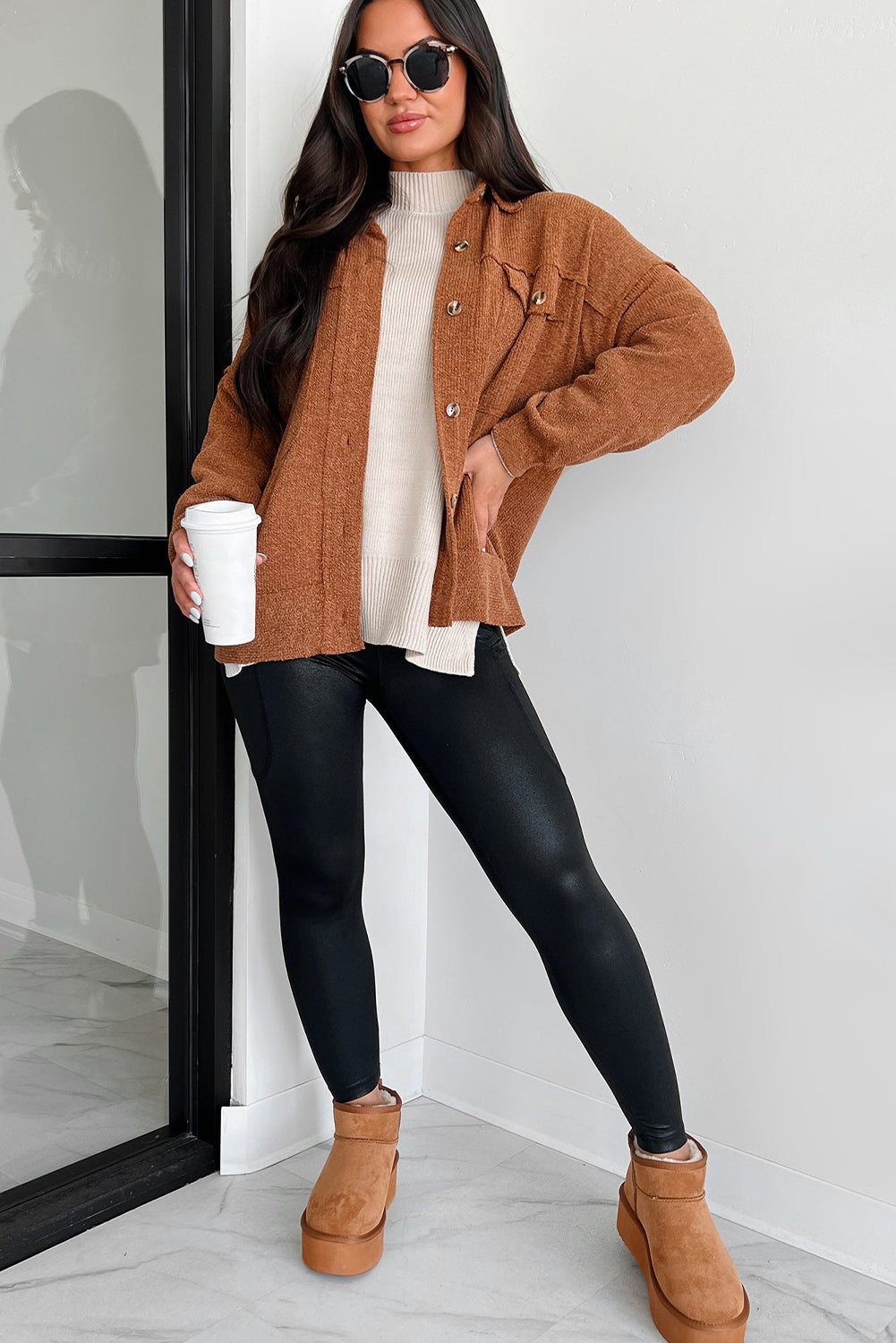Black V Crossover High Waist Pocketed Leggings-Chaelisa's New Jammies