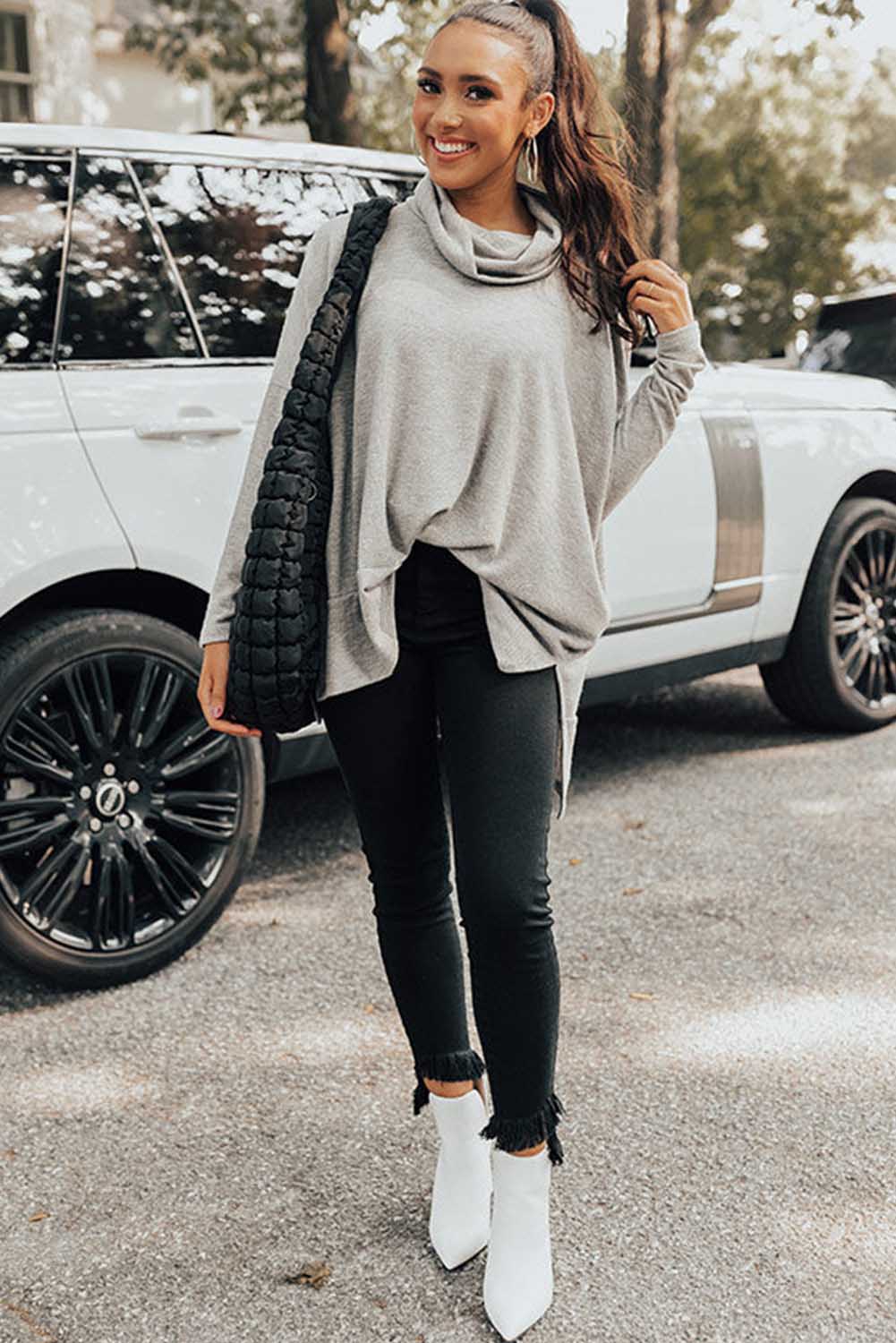 Gray Cowl Neck Shift Tunic Top-Chaelisa's New Jammies