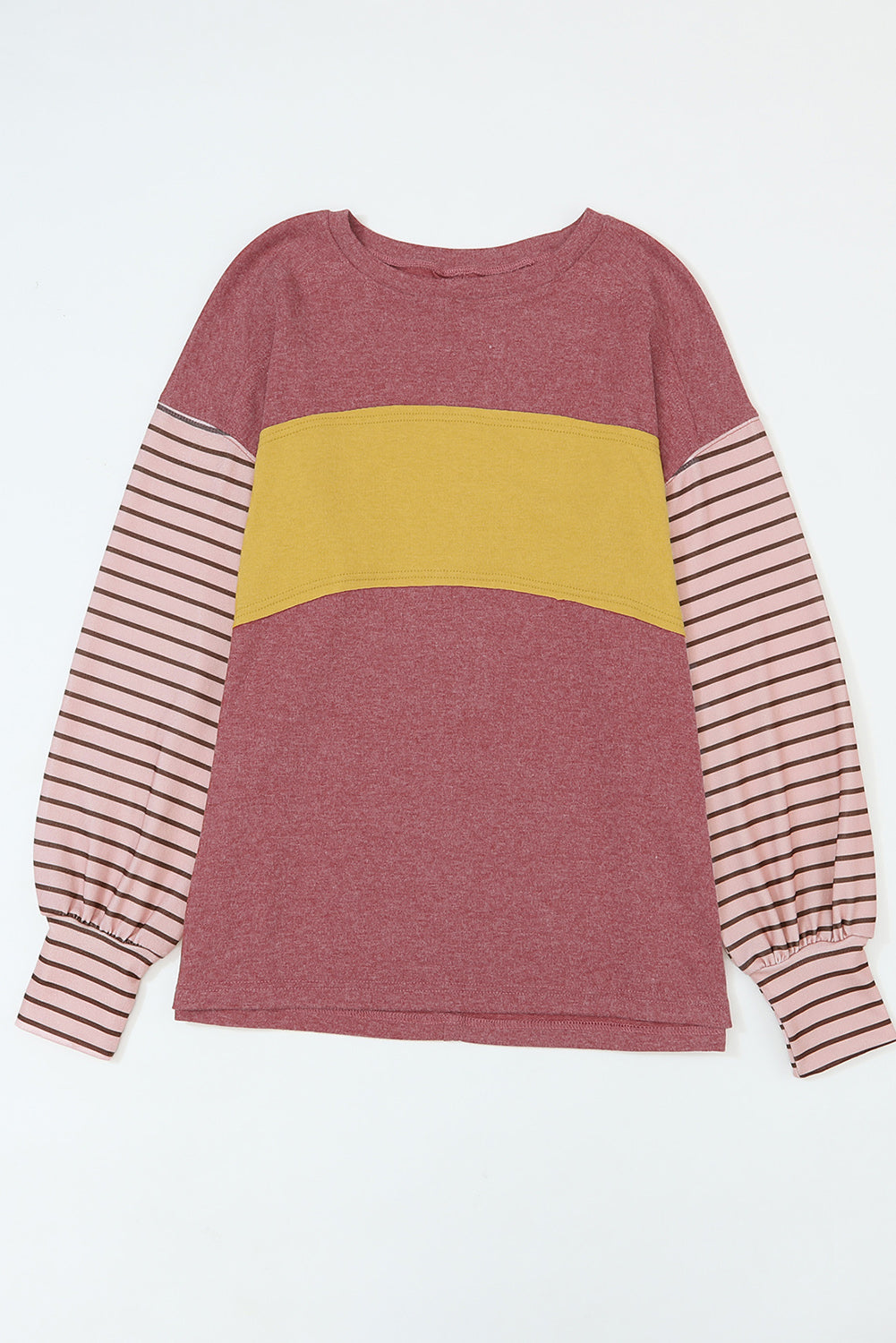 Peach Blossom Colorblock Striped Bishop Sleeve Top-Chaelisa's New Jammies