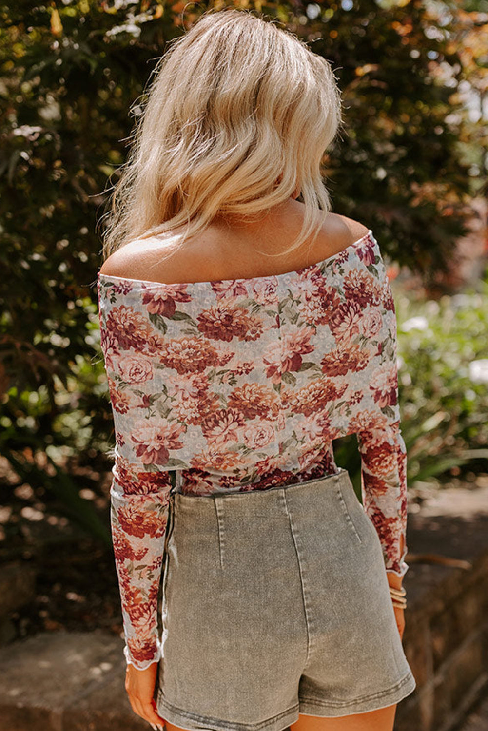 Pink Floral Printed Long Sleeve Sheath Bodysuit-Chaelisa's New Jammies