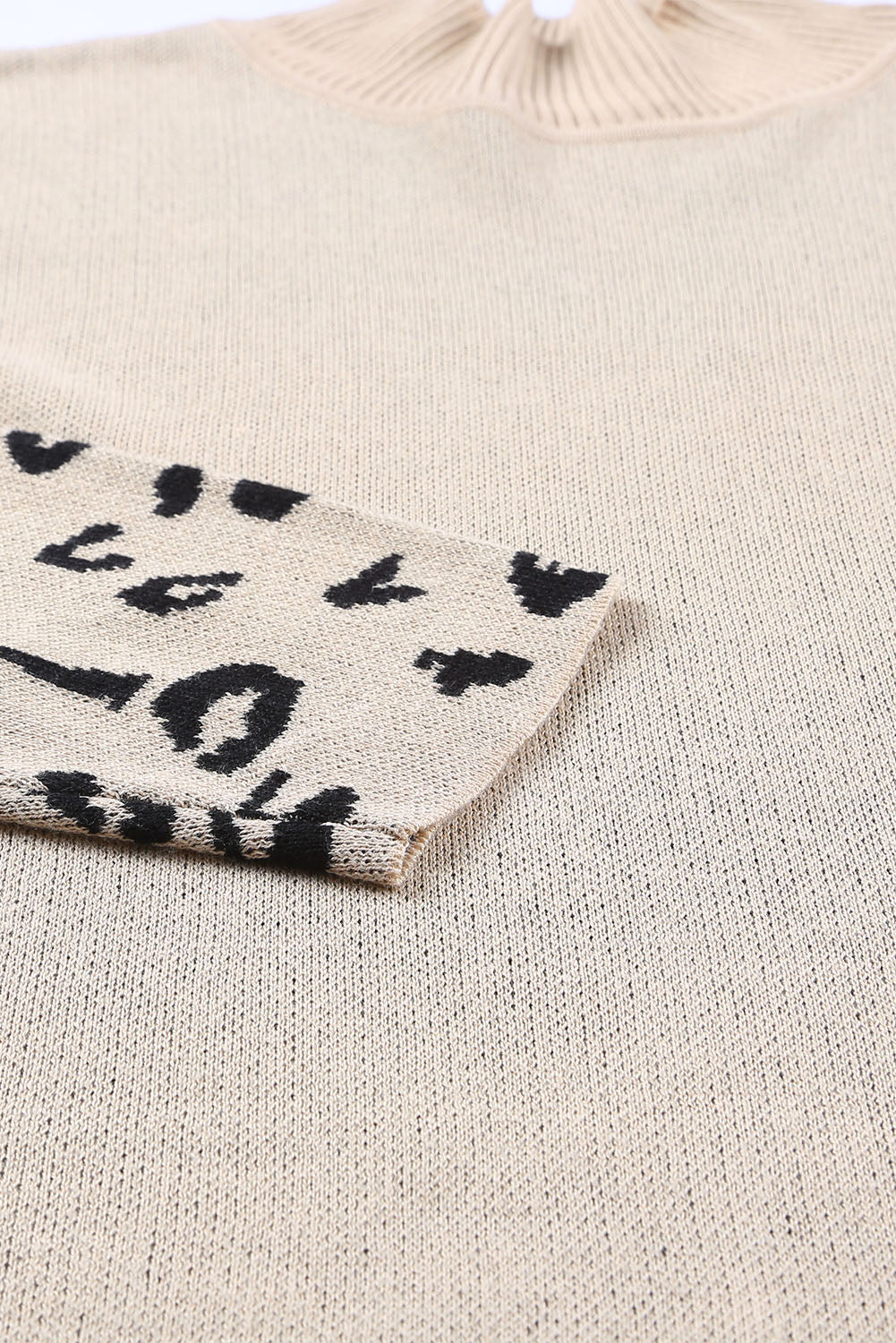 Khaki Leopard Casual Side Slit High Neck Oversized Sweater-Chaelisa's New Jammies