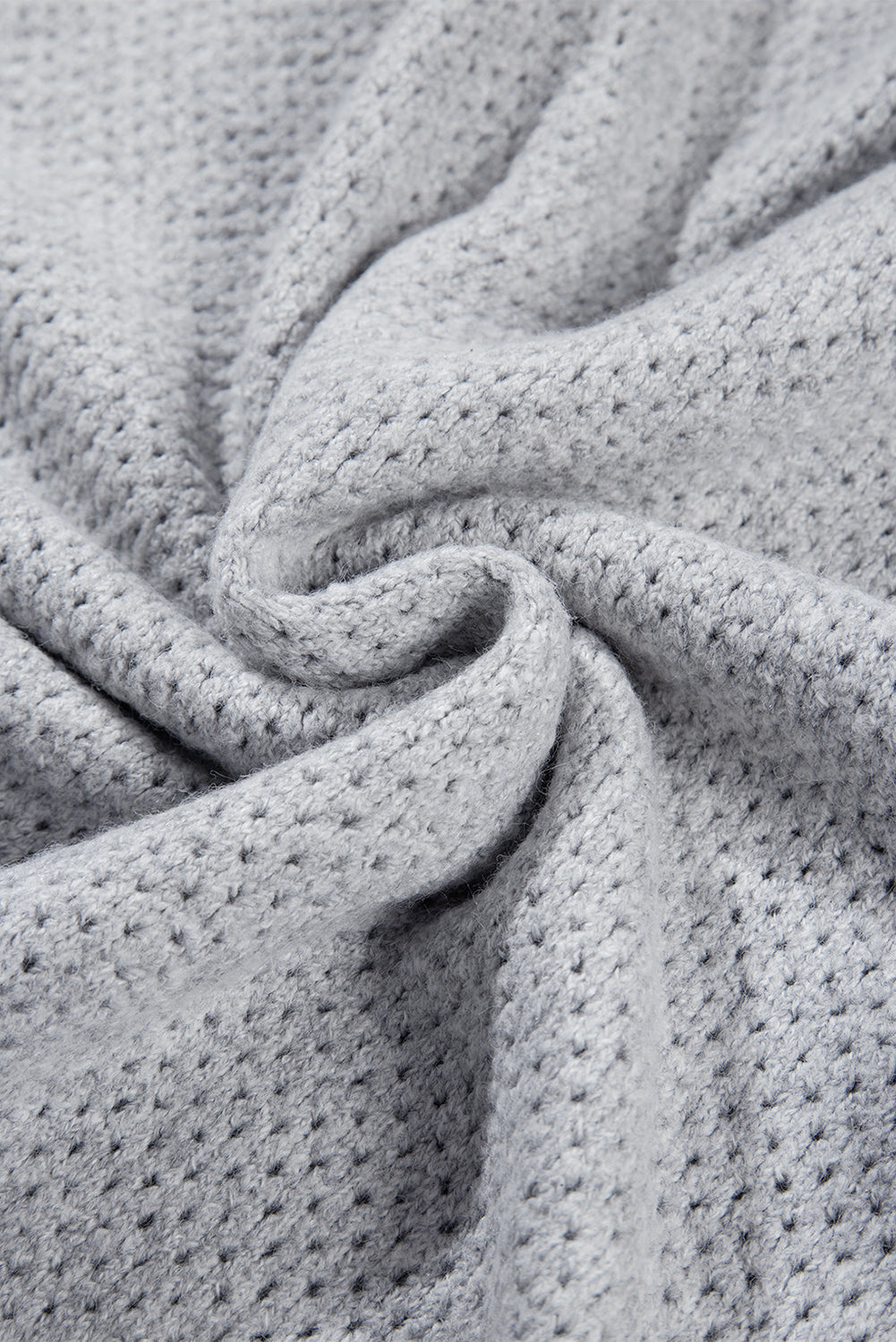 Light Grey Loose Eyelet V Neck Drop Shoulder Sweater-Chaelisa's New Jammies
