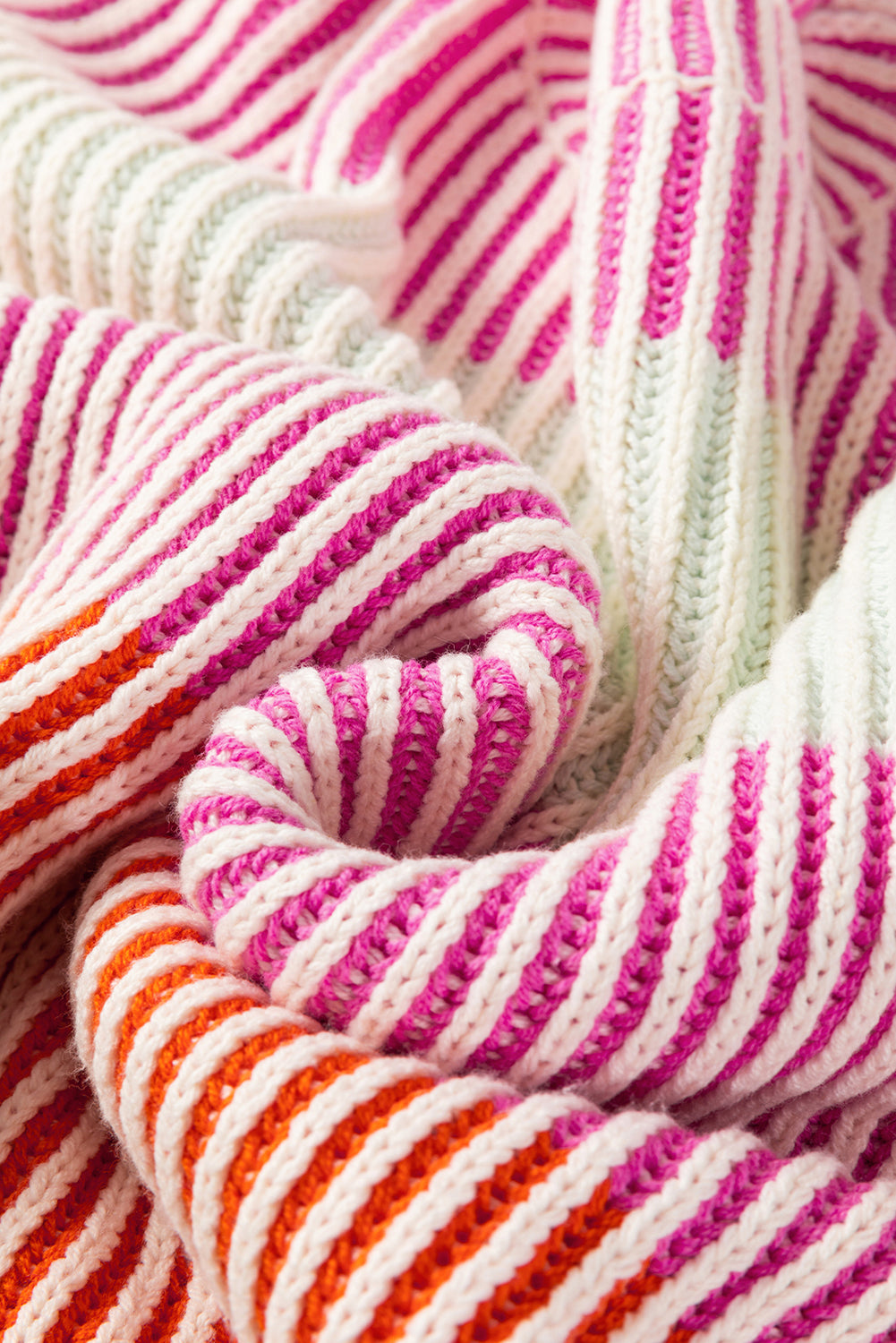 Pink Colorblock Textured Knit Bubble Sleeve Sweater-Chaelisa's New Jammies