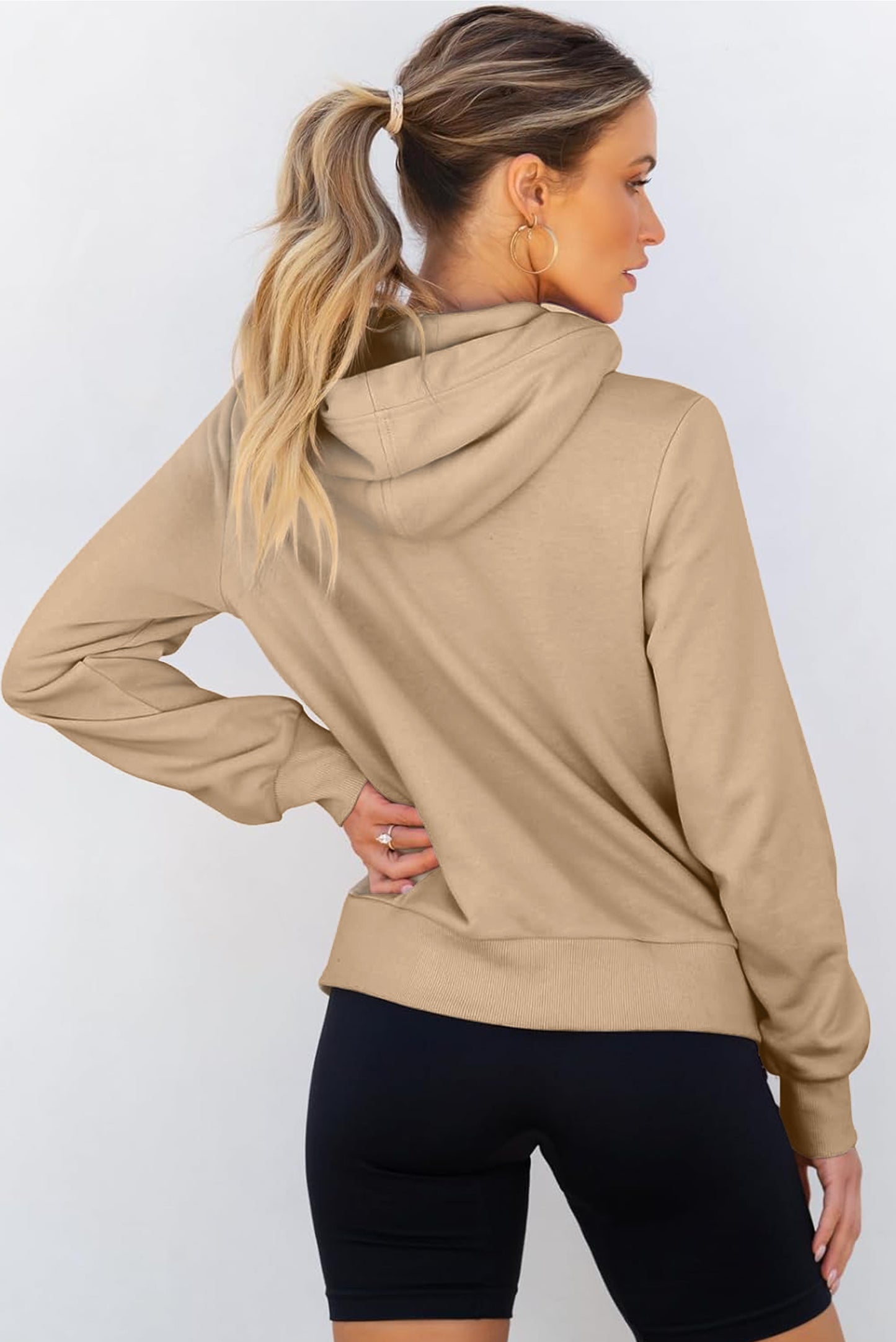 Parchment Zipped Pocket Cozy Drawstring Hoodie-Chaelisa's New Jammies
