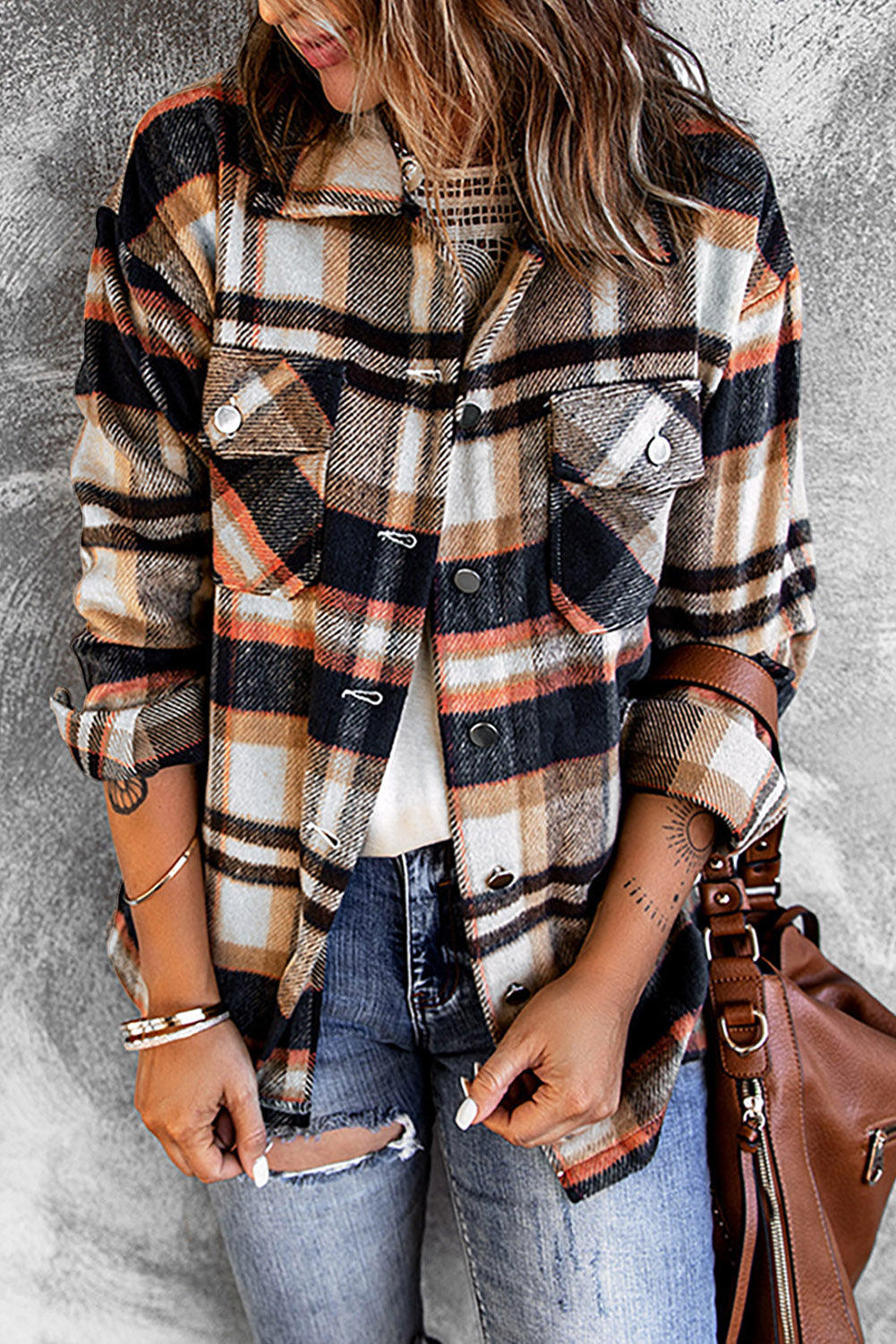 Multicolor Plaid Casual Button Up Flannel Shacket-Chaelisa's New Jammies