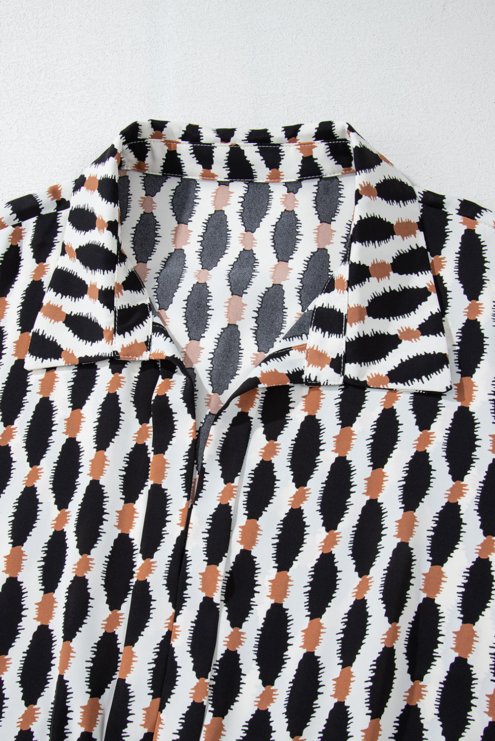 Apricot Abstract Print Collared V Neck Plus Size Mini Dress-Chaelisa's New Jammies