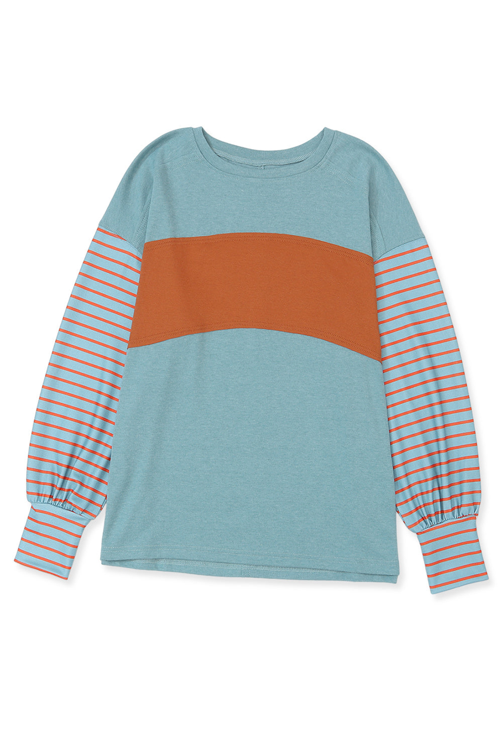Peach Blossom Colorblock Striped Bishop Sleeve Top-Chaelisa's New Jammies