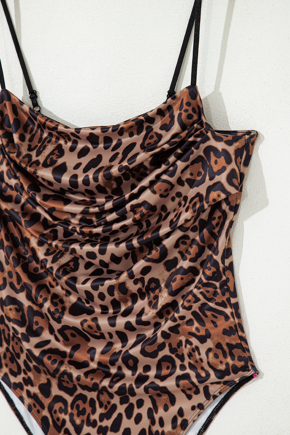 Brown Spaghetti Straps Ruched Leopard Bodysuit-Chaelisa's New Jammies
