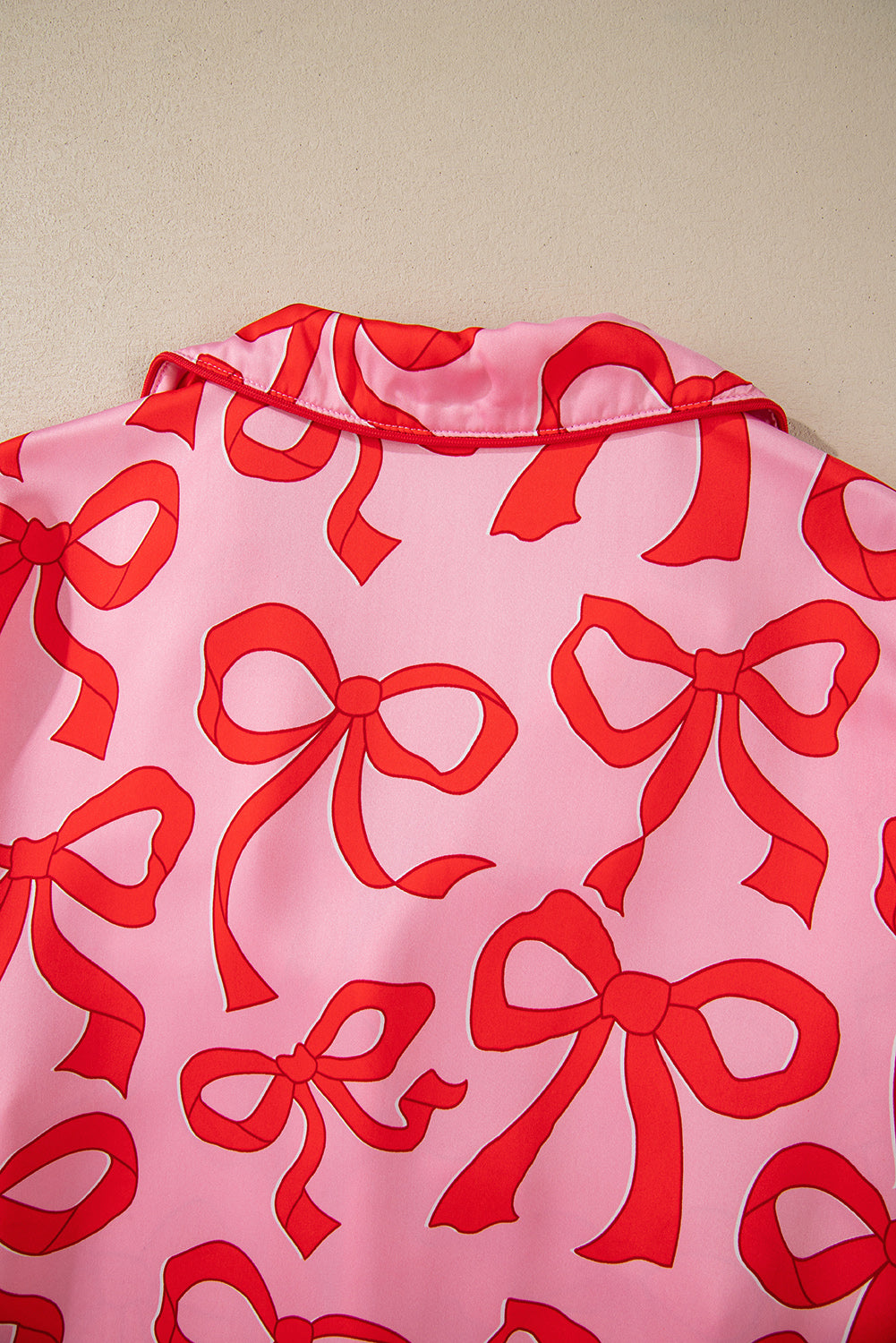 Pink 2pcs Bow Print Shirt Style Long Sleeve Pajama Set-Chaelisa's New Jammies